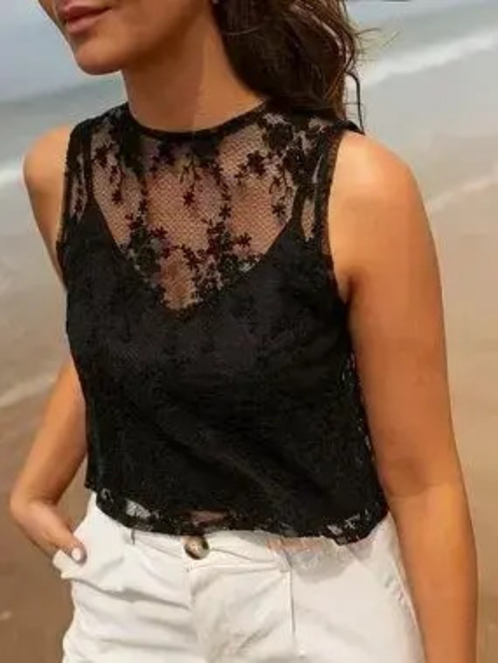 Lace Tie Back Tank - Picture 7 of 8